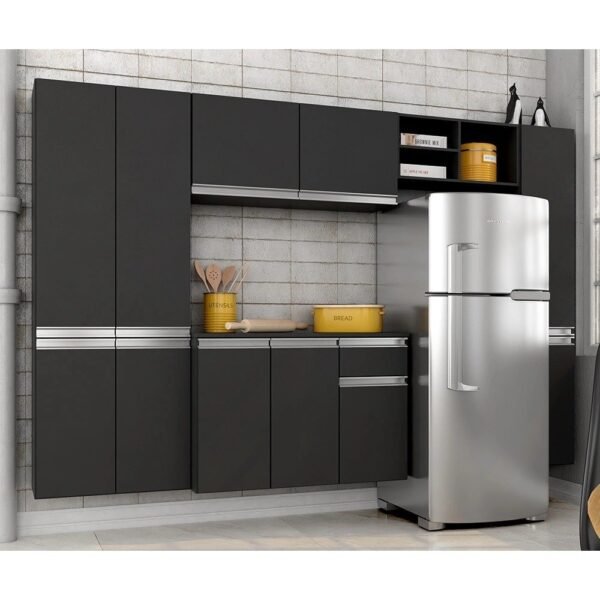 Armário De Cozinha 5 Peças Liris Preto - Móveis Arapongas