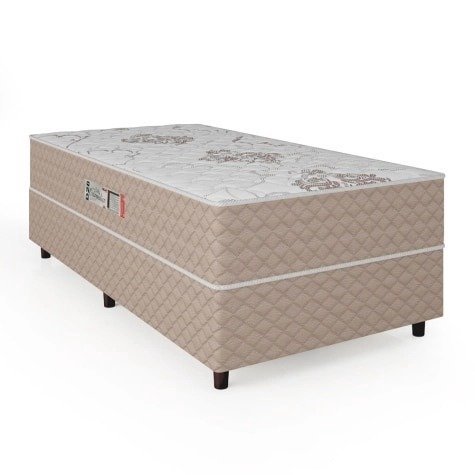 Cama Box Solteiro Conjugada Ortopédico Alpha Espuma 88x188x52cm Bege  Branco Hellen