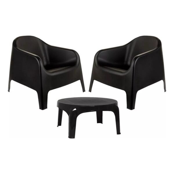 Conjunto 2 Poltronas Skarpo Preta + Mesa Puket Preta