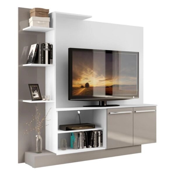 Estante Tv 55 E 2 Portas Denver Multimóveis V2473 Branca/Lacca Fumê Branco/Lacca Fumê