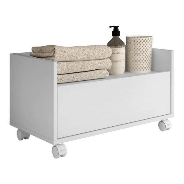 Gabinete Armário Banheiro 80Cm Com Rodízios Multimóveis V5002 Branco Branco