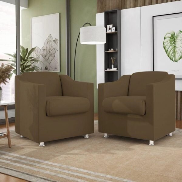 Kit 2 Poltronas Decorativas Tilla Consultório Recepção Sala Suede Cor: Marrom