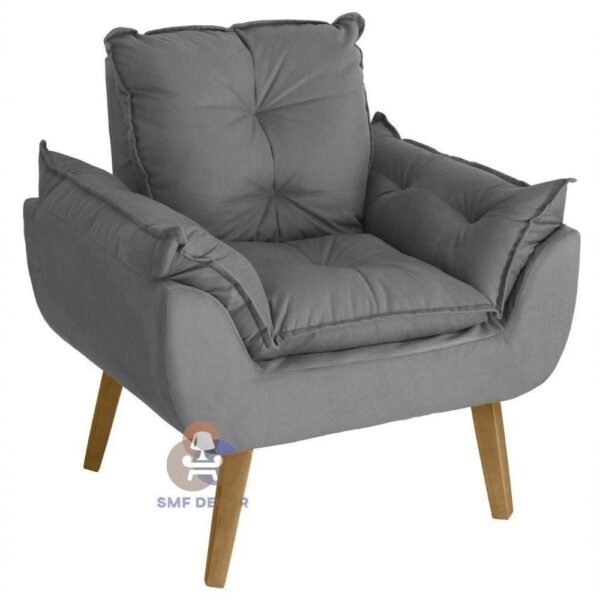 Poltrona Decorativa Opala Cinza Smf Decor D