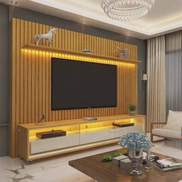 Rack com Painel para TV até 85 Polegadas LED 3 Gavetas Nobre Clean